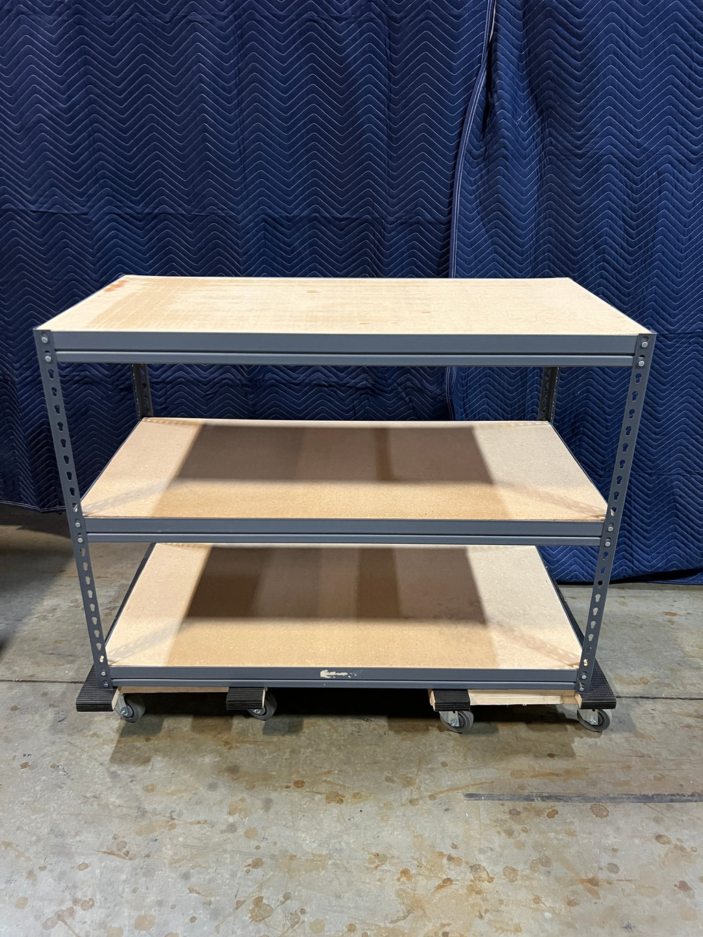 Used 3 Tier Storage Rack With Particle Board Shelves