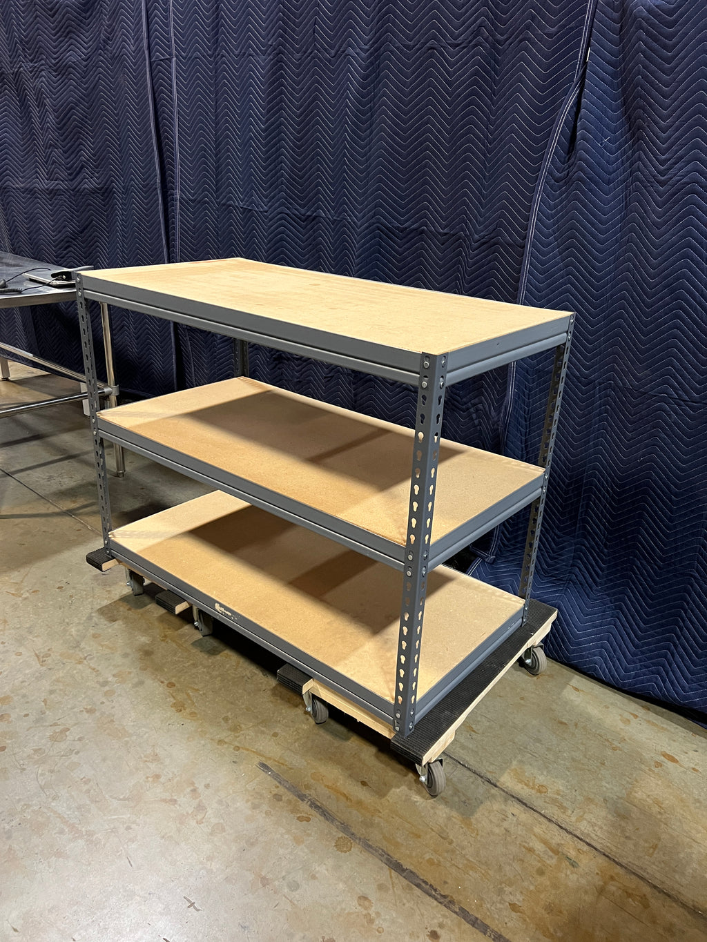 Used 3 Tier Storage Rack With Particle Board Shelves