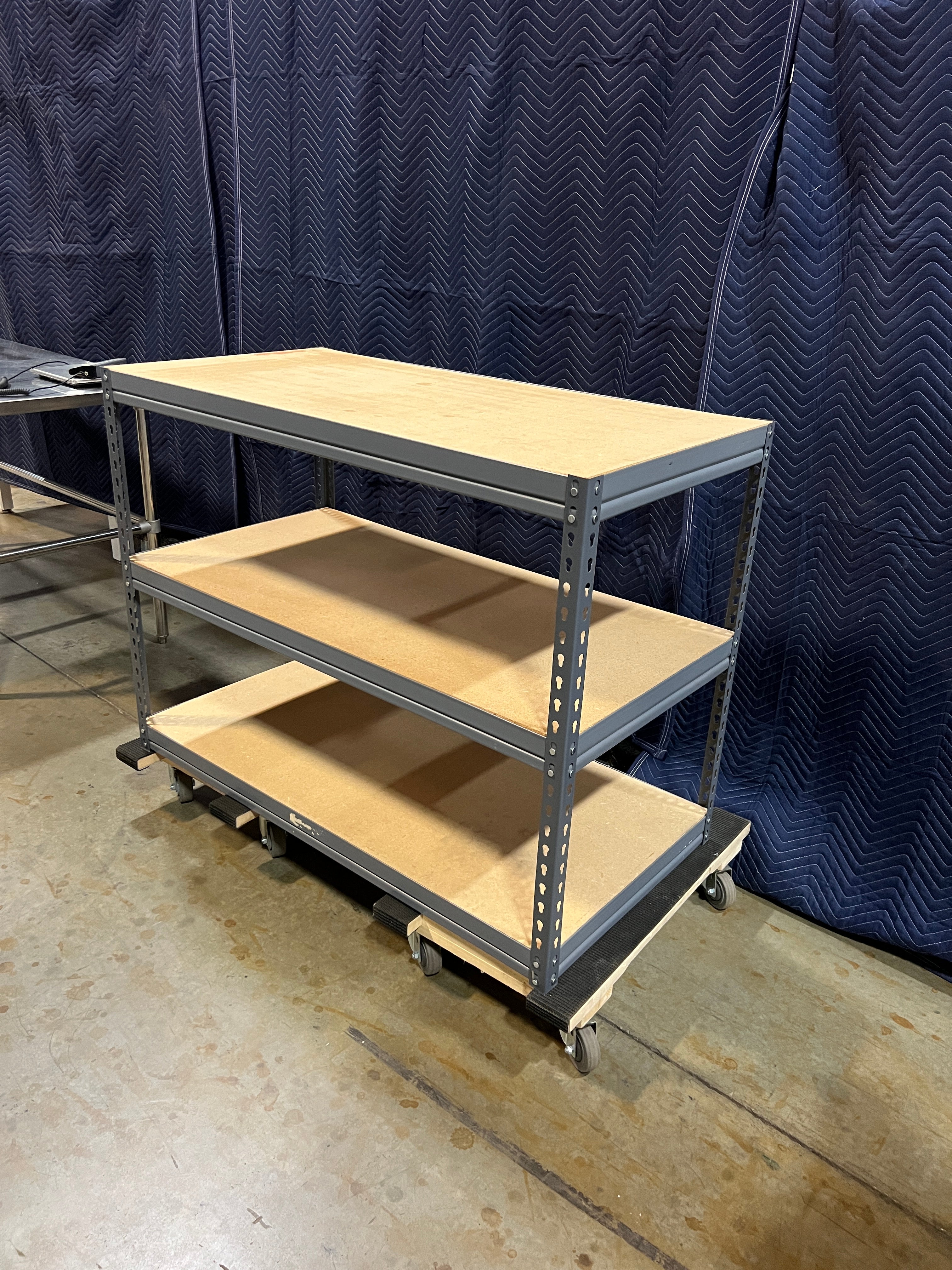 Used 3 Tier Storage Rack With Particle Board Shelves