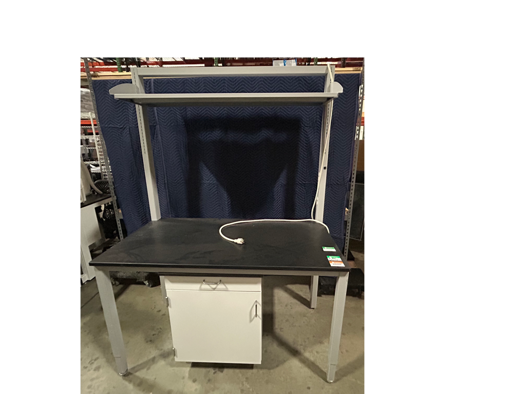 Used Lab/Work Bench With 1 High Shelf, 1 Cabinet With 2 Shelves And 1 Drawer