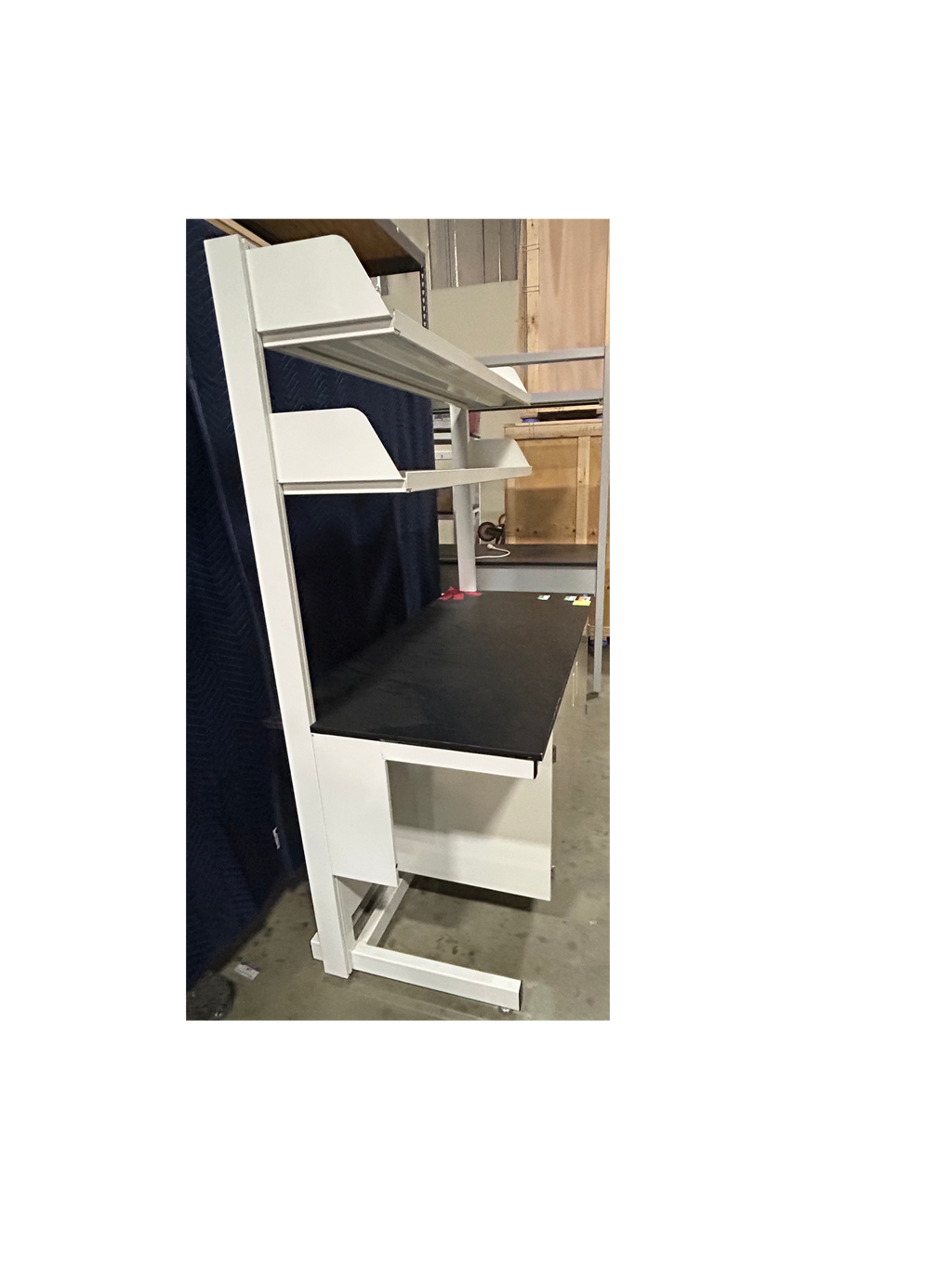 Used Lab/Work Bench With 2 High Shelves And 1 Cabinet