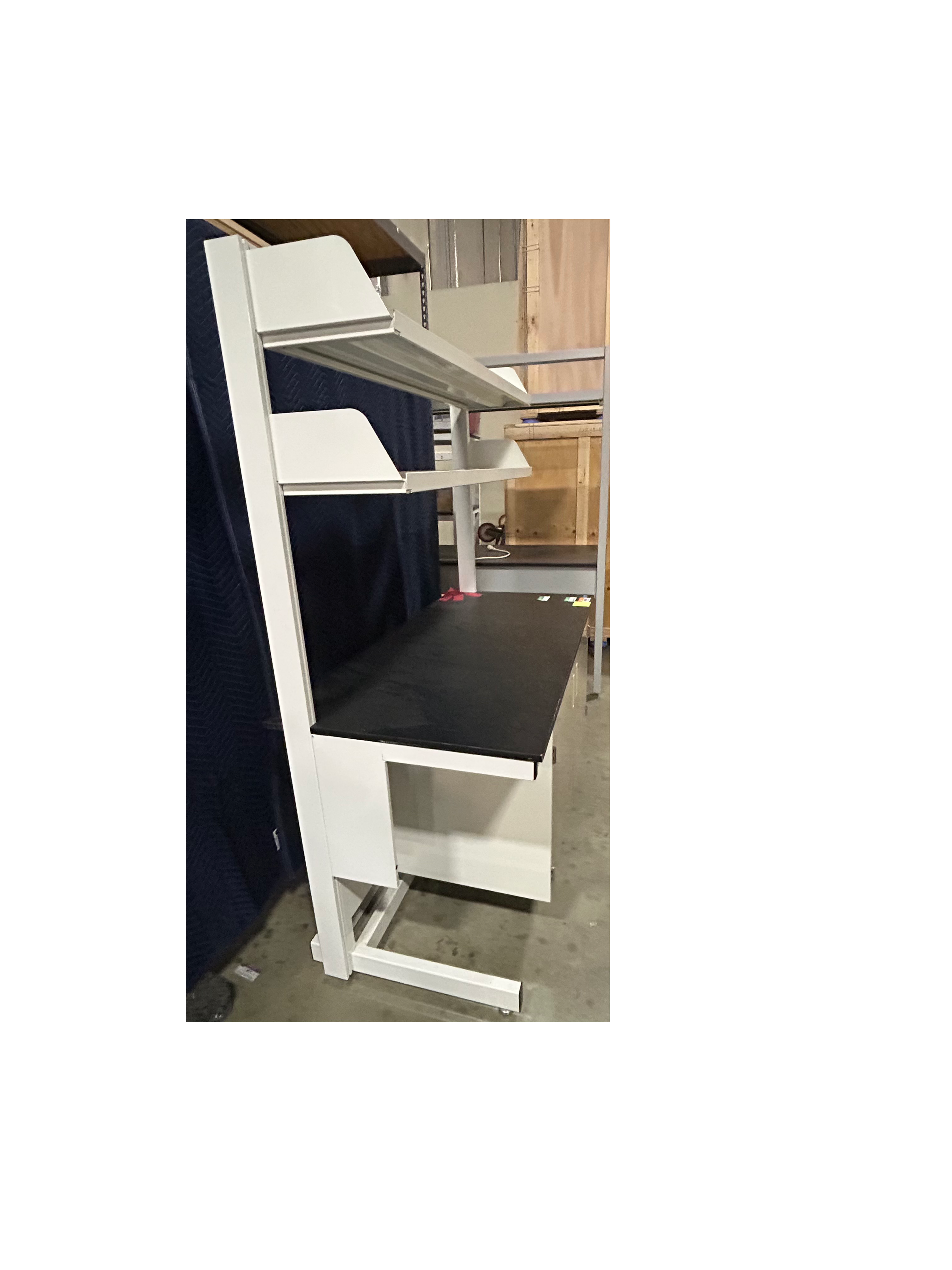 Used Lab/Work Bench With 2 High Shelves And 1 Cabinet